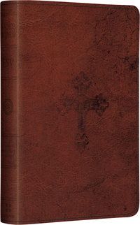 ESV Compact Bible Walnut Weathered Cross design soft TruTone leather-look