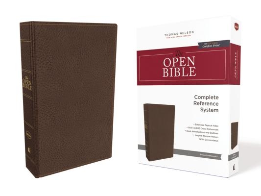 The NKJV, Open Bible, Imitation Leather, Brown, Red Letter Edition, Comfort Print: Complete Reference System