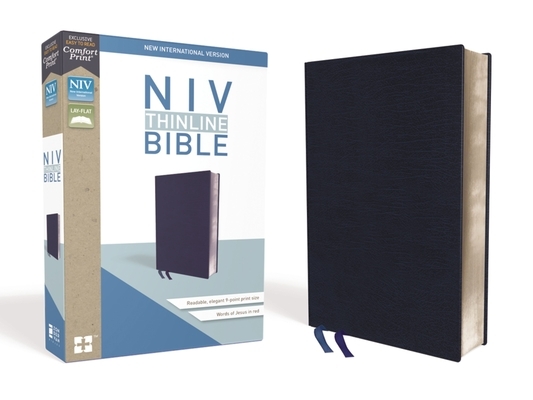 NIV, Thinline Bible, Bonded Leather, Navy, Red Letter Edition
