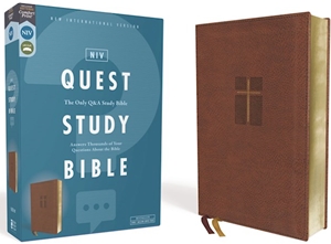 NIV Quest Study Bible (Comfort Print)-Brown Leathersoft