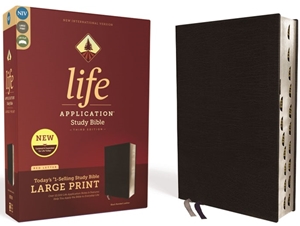 NIV Life Application Study Bible/Large Print (Third Edition)-Black Bonded Leather Indexed