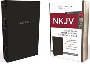 NKJV, REFERENCE BIBLE, CENTER-COLUMN GIANT PRINT, LEATHER-LOOK, BLACK, RED LETTER EDITION