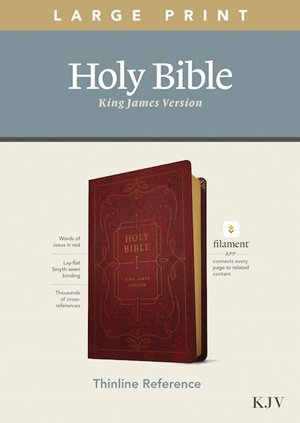 KJV Thinline Ref. Lg. Prt. (10.25 pt.) Bible Filament Enabled Burgundy LeatherLike
